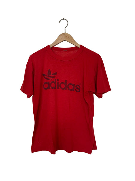 Vintage Red Thin ADIDAS Spellout Logo Tee